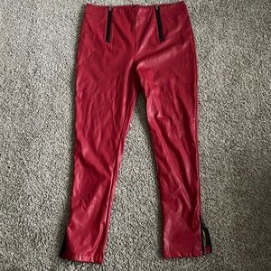Faux leather side zipper pants